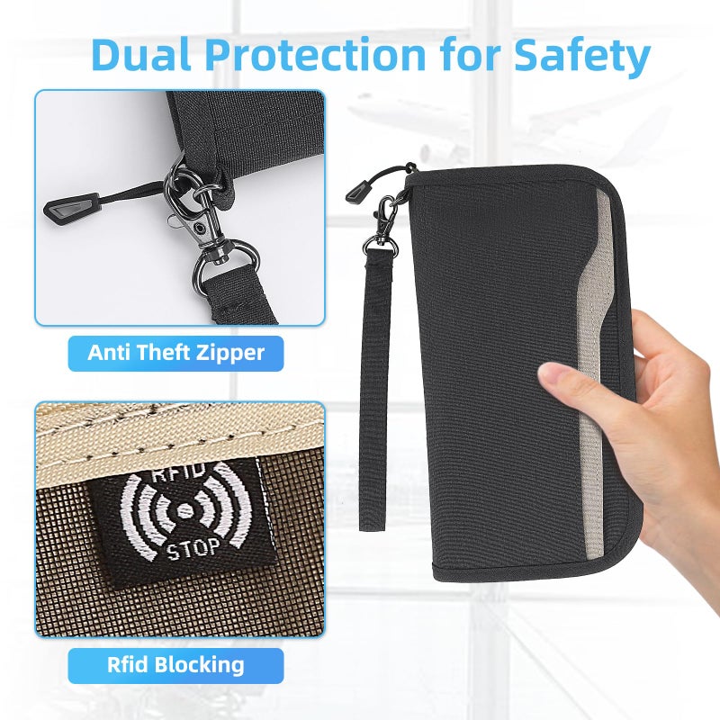 ZOPPEN Rfid Passport Holder Travel Wallet Family Documents Organizer Travel Accessories for 6 Passport, #01 Black - Image 4
